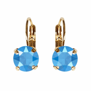 Linda Summer Blue Crystal Earrings in Gold