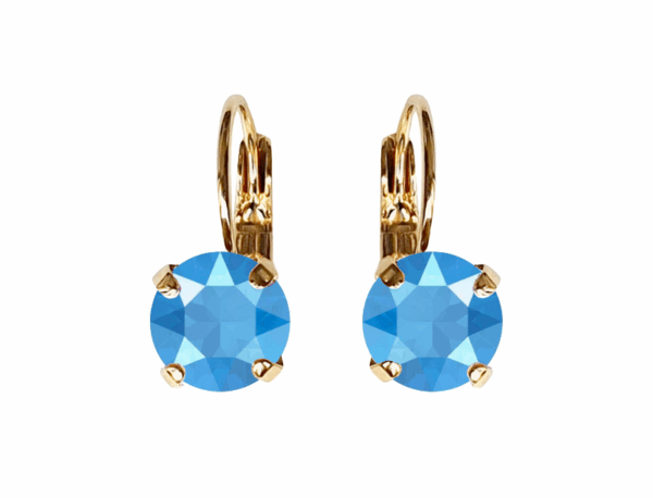 Linda Summer Blue Crystal Earrings in Gold