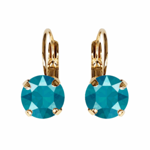 Linda Azure Blue Crystal Earrings in Gold