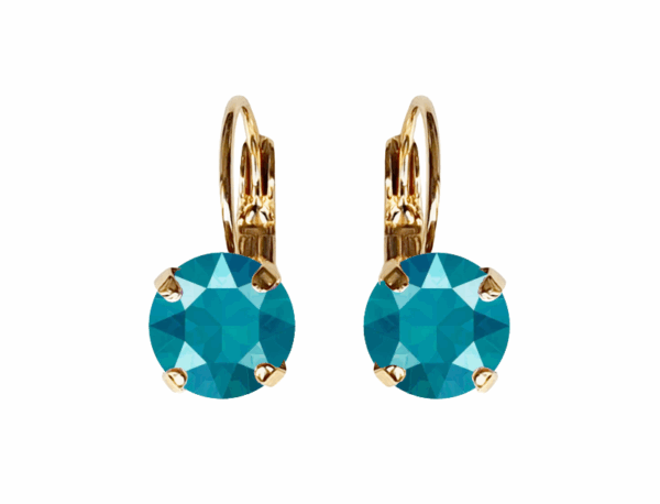 Linda Azure Blue Crystal Earrings in Gold