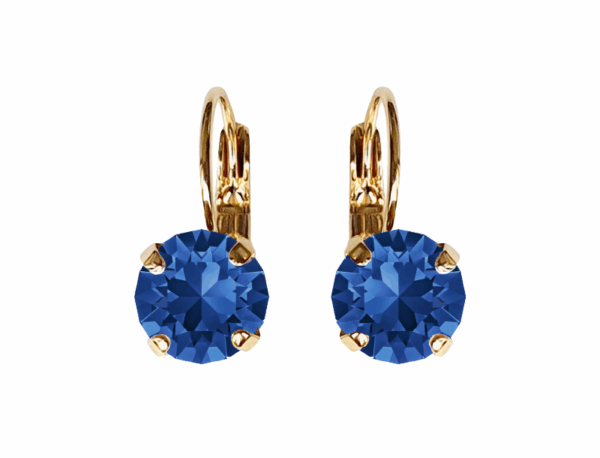 Linda Capri Blue Crystal Earrings in Gold