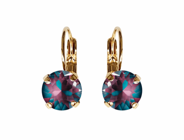 Linda Burgundy Delite Crystal Earrings in Gold