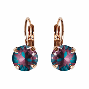 Linda Burgundy Delite Crystal Earrings in Rose Gold