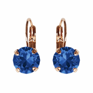 Linda Capri Blue Crystal Earrings in Rose Gold