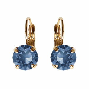 Linda Navy Montana Crystal Earrings in Gold