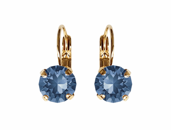 Linda Navy Montana Crystal Earrings in Gold