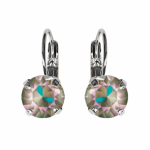 LINDA ARMY GREEN CRYSTAL EARRINGS - Silver