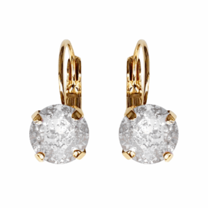 Linda Silver Mottle Crystal Earrings in Gold