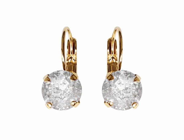 Linda Silver Mottle Crystal Earrings in Gold
