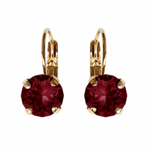 Linda Burgundy Crystal Earrings in Gold