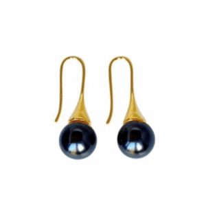 Bell Black Pearl Earrings in Gold