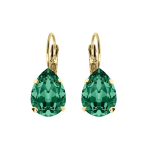 Crystal Emerald Alex Earrings in Yellow Gold