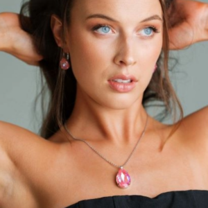 Lotus Pink Handcrafted Crystal Pendant