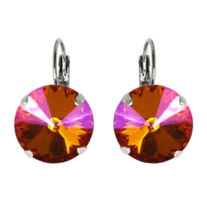 Geena Pink Astral Crystal Earrings in Silver