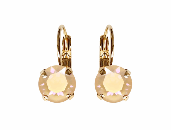 Linda Ivory Cream Delite Crystal Earrings in Gold