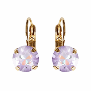 Linda Lavender Delite Crystal Earrings in Gold