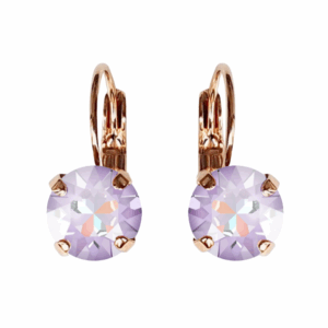 Linda Lavender Delite Crystal Earrings in Rose Gold