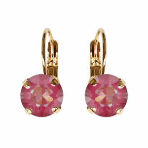 Linda Lotus Pink Delite Crystal Earrings in Gold