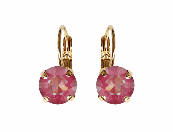 Linda Lotus Pink Delite Crystal Earrings in Gold