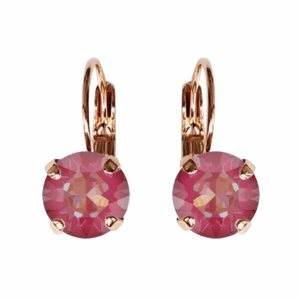 LINDA LOTUS PINK DELITE CRYSTAL EARRINGS - Rose gold
