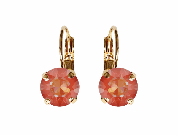Linda Orange Delite Crystal Earrings in Gold