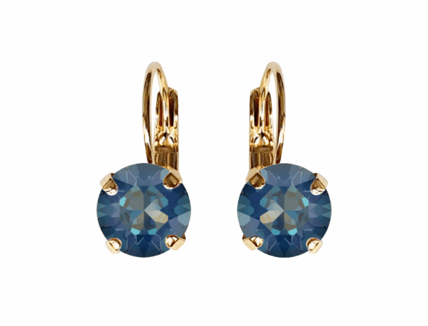 Linda Royal Blue Delite Crystal Earrings in Gold