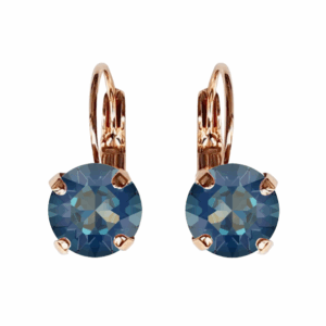 Linda Royal Blue Delite Crystal Earrings in Rose Gold