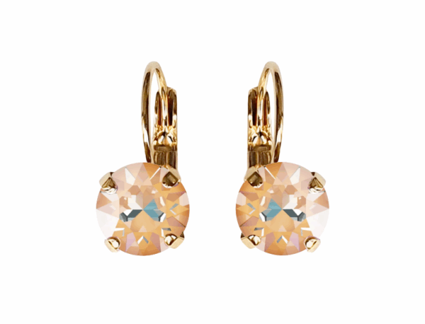Linda Peach Delite Crystal Earrings in Gold