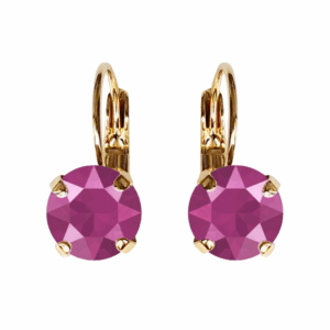 Linda Peony Pink Crystal Earrings in Gold