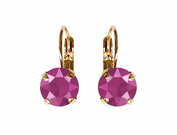 Linda Peony Pink Crystal Earrings in Gold