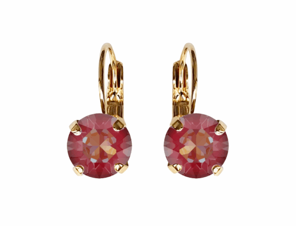 Linda Royal Red Delite Crystal Earrings in Gold
