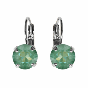 Linda Silky Sage Crystal Earrings in Silver