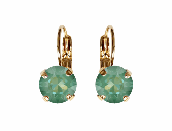 Linda Silky Sage Crystal Earrings in Gold