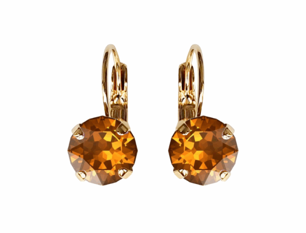 Linda Light Amber Crystal Earrings in Gold