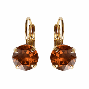 Linda Smoked Amber Crystal Earrings in Gold