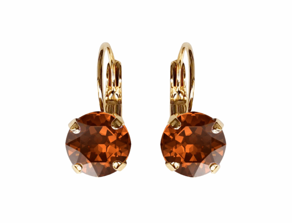 Linda Smoked Amber Crystal Earrings in Gold