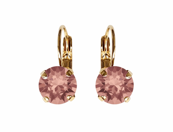 Linda Blush Rose Crystal Earrings in Gold