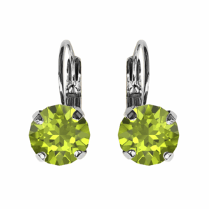 Linda Citrus Green Crystal Earrings in Silver