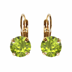 Linda Citrus Green Crystal Earrings in Gold