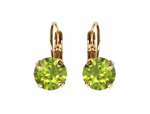 Linda Citrus Green Crystal Earrings in Gold