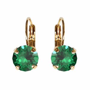 Linda Majestic Green Crystal Earrings in Gold