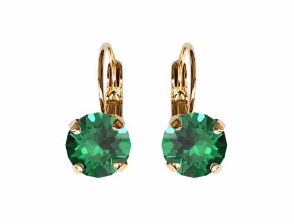 Linda Majestic Green Crystal Earrings in Gold