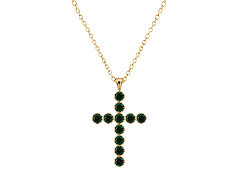 Emerald Crystal Cross Pendent