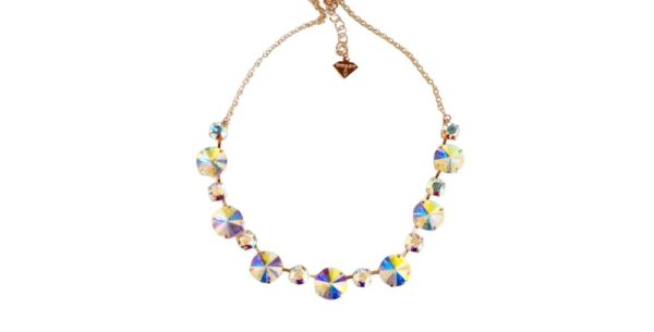 ANGELA NECKLACE - AURORA BOREALIS ON SILVER ROSE GOLD OR GOLD COMBO STONES