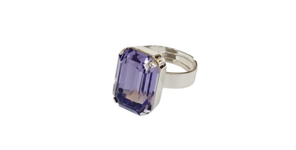 EMMA ADJUSTABLE EMERALD CUT RING - TANZANITE