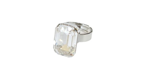 EMMA ADJUSTABLE EMERALD CUT RING- CRYSTAL CLEAR