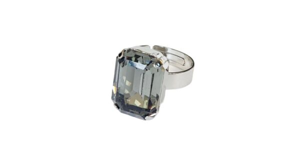 EMMA ADJUSTABLE EMERALD CUT RING - BLACK DIAMOND