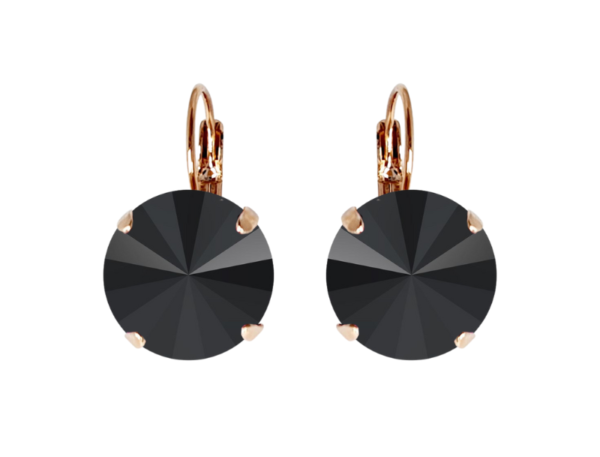 GEENA EARRINGS - JET BLACK - SILVER, ROSE OR YELLOW GOLD