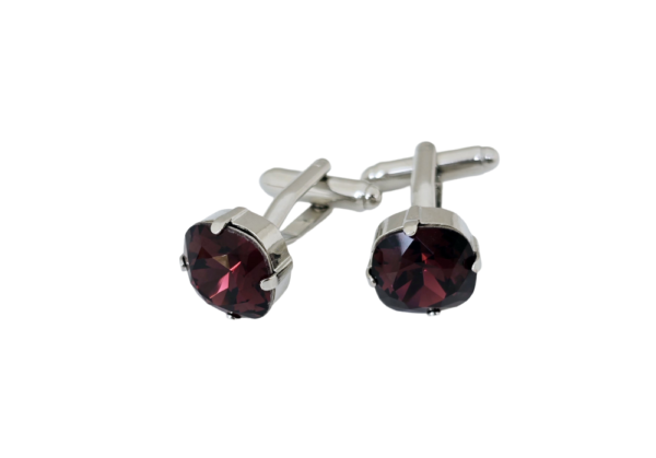 CUFFLINKS - BURGUNDY - SILVER OR GOLD