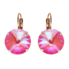 Geena Lotus Pink Crystal Earrings in Rose Gold